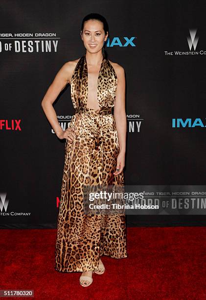 Olivia Cheng attends the Premiere of Netflix's 'Crouching Tiger, Hidden Dragon: Sword Of Destiny' at AMC Universal City Walk on February 22, 2016 in...