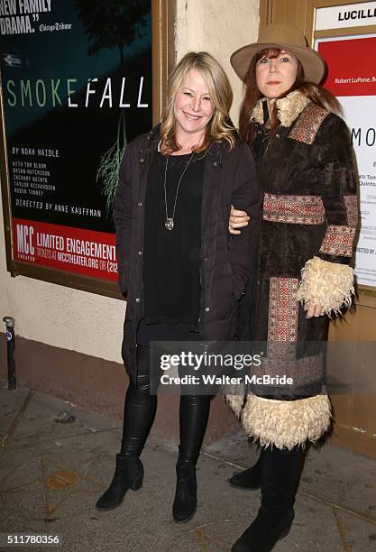 Tasha Lawrence and guest attend the Off-Broadway Opening Night Performance of 'Smokefall' at Lucille Lortel Theatre on February 22, 2016 in New York...