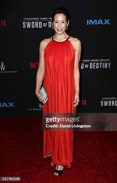 Actress Eugenia Yuan attends the premiere of Netflix's "Crouching Tiger, Hidden Dragon: Sword of Destiny" at AMC Universal City Walk on February 22,...