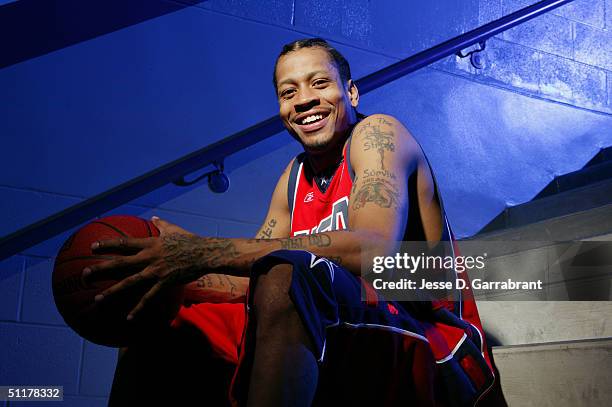 Allen Iverson of Team USA poses for a portrait at the University of Florida Arena on July 26, 2004 in Jacksonville, Florida. NOTE TO USER: User...