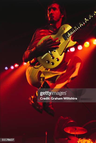 Guitarist Pete Townshend of British rock group The Who, on stage at Granby Hall, Leicester, 18th October 1975.