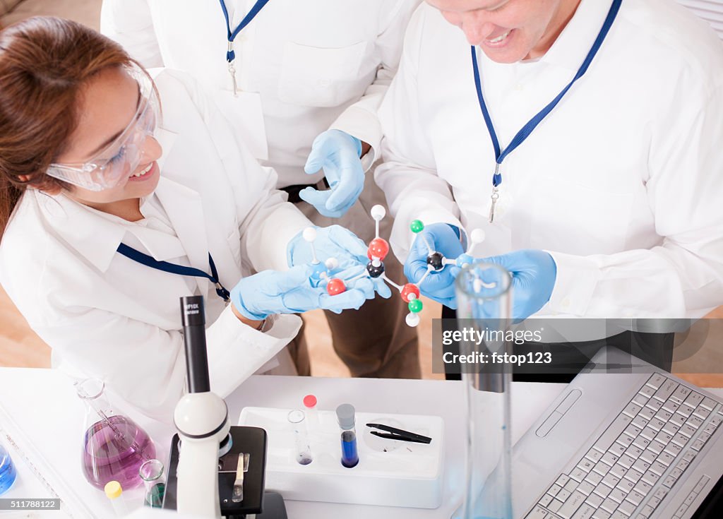 Structural Scientists Scientists In Research Laboratory Molecular Structure Microscope Laptop ...