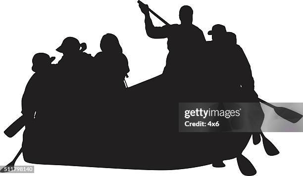 people kayaking - people on canoe clip art stock illustrations