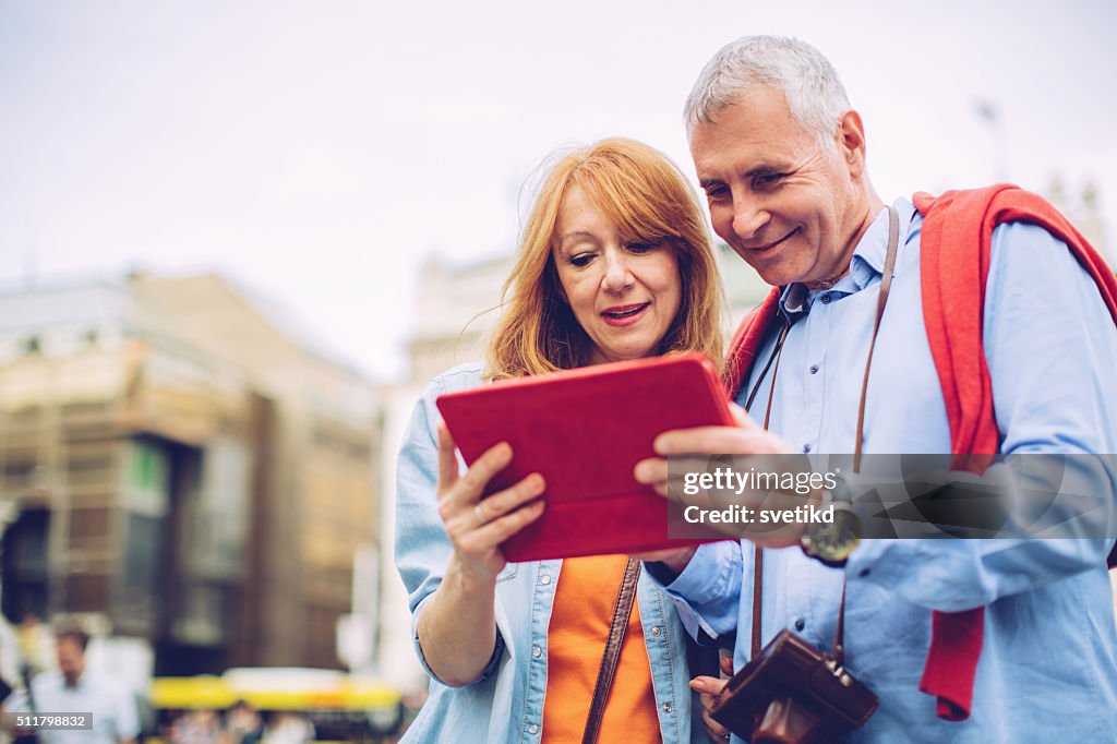 Senior couple traveling