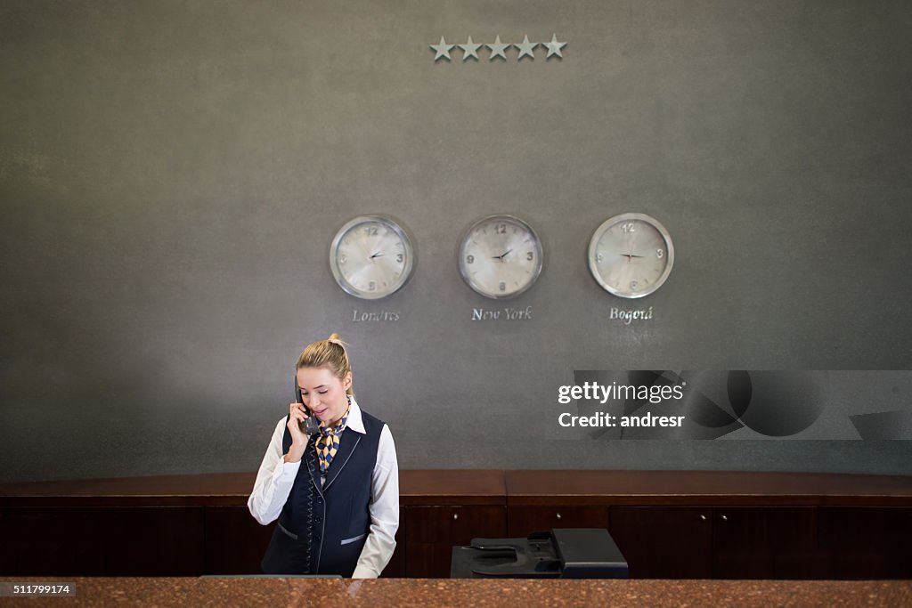 Woman working at a hotel