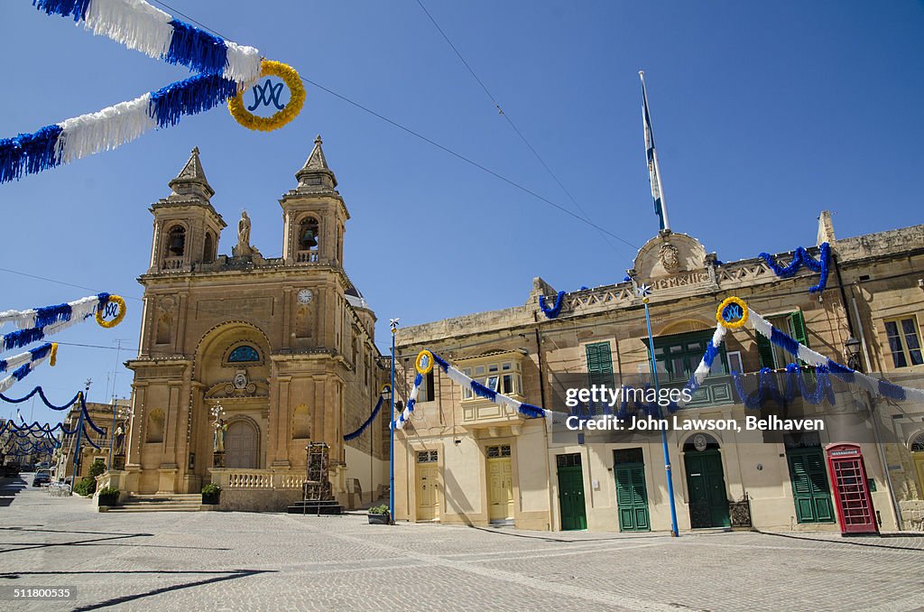 Marsaxlokk main square and church, Malta