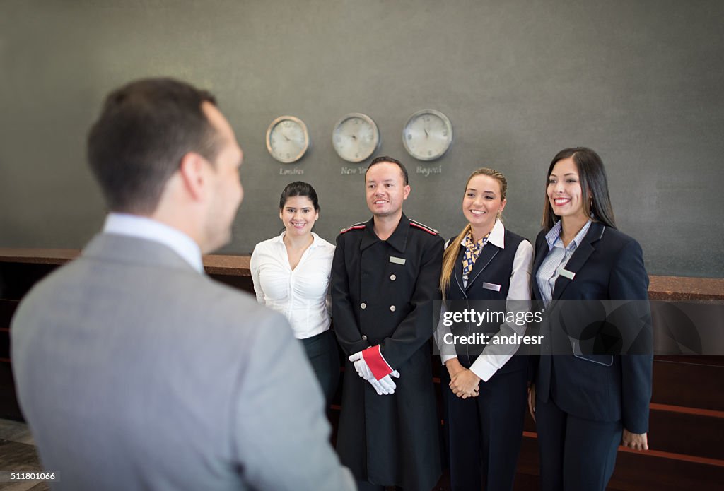 Staff meeting at a hotel