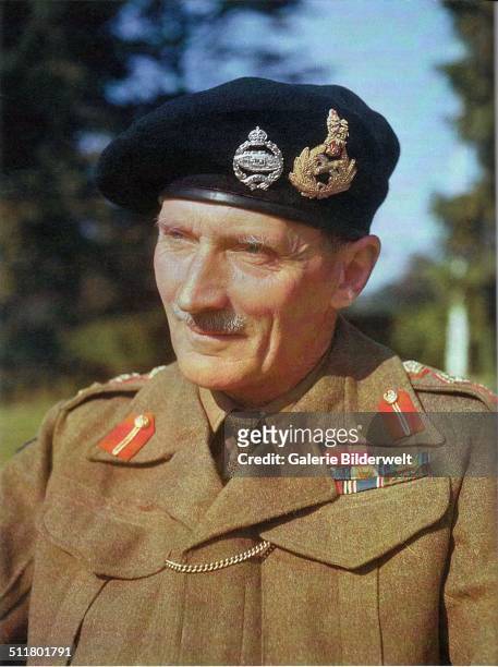General Sir Bernard Montgomery. 1943. Portrait of the Commander of the Eighth Army wearing his tank beret. England, United Kingdom.