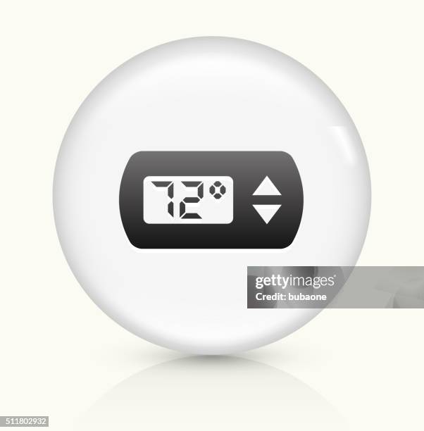 thermostat icon on white round vector button - mechanical ventilation stock illustrations
