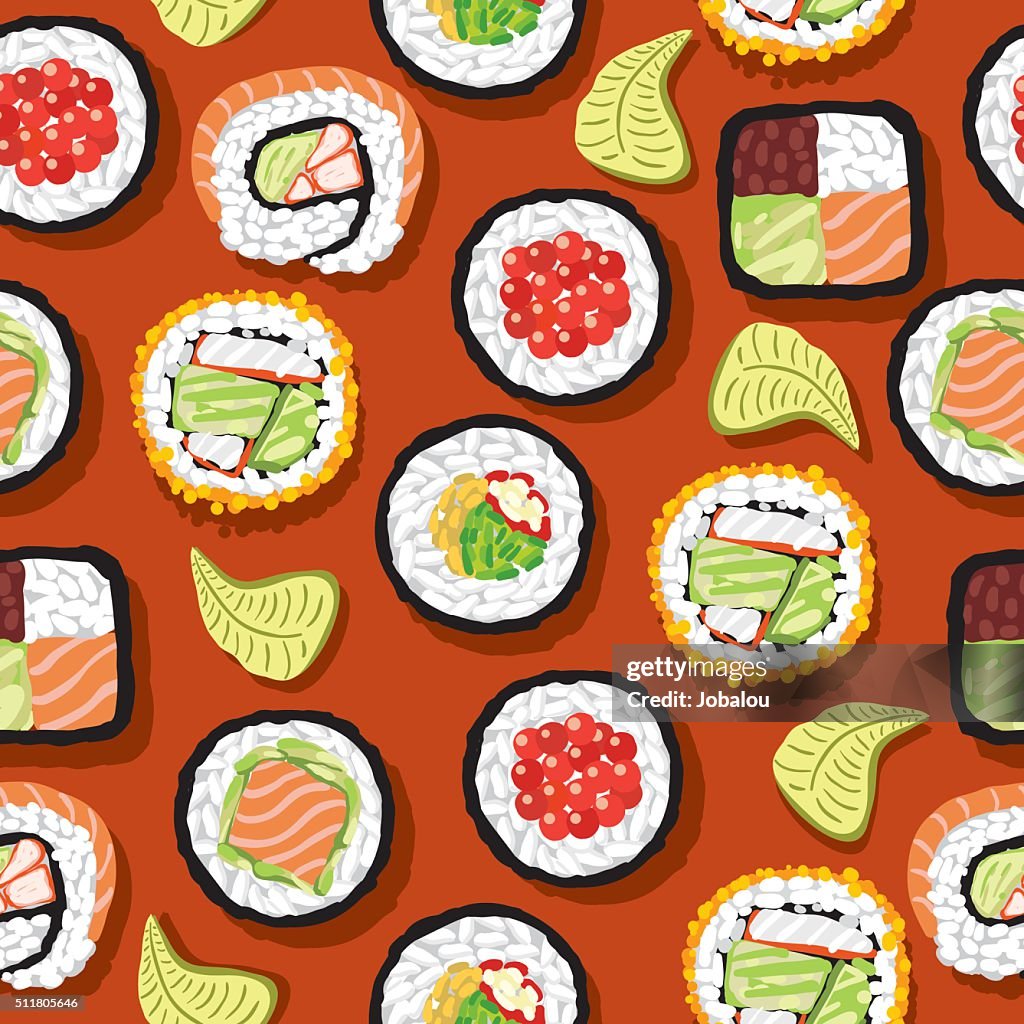 Patrón continuo de Sushi