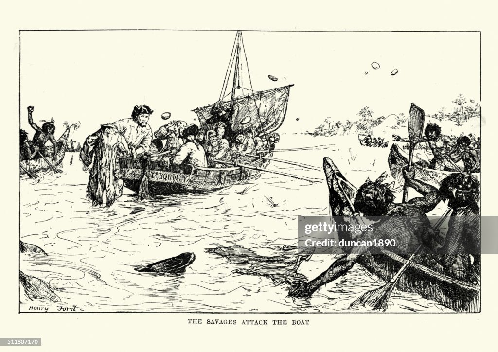 Mutiny on the Bounty - Captain Bligh under attack