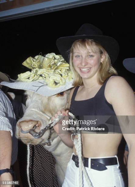 Johanna Griggs at a cow fashion show in Sydney. .