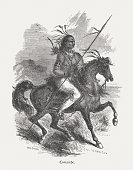 Comanche, North american native, wood engraving, published in 1880