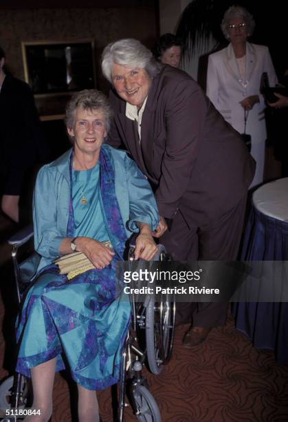 Betty Cuthbert and Dawn Fraser at The Betty Cuthbert Testimonial Lunch in Sydney. .