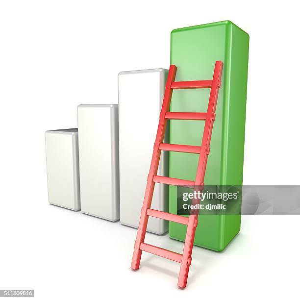 Statistic graph with ladder. Success concept. 3D (511809816) - 게티이미지뱅크
