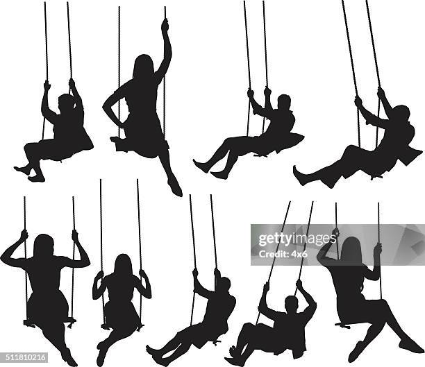 people swinging - swing stock illustrations