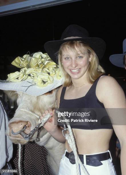 Johanna Griggs at a cow fashion show in Sydney. .