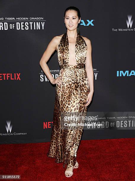 Olivia Cheng arrives at the premiere of Netflix's "Crouching Tiger, Hidden Dragon: Sword Of Destiny" held at AMC Universal City Walk on February 22,...