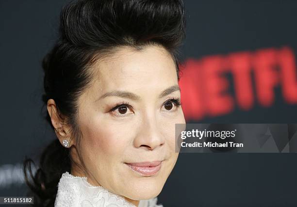 Michelle Yeoh arrives at the premiere of Netflix's "Crouching Tiger, Hidden Dragon: Sword Of Destiny" held at AMC Universal City Walk on February 22,...