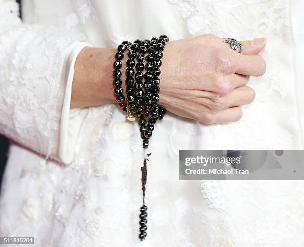 Michelle Yeoh, bracelet and ring detail, arrives at the premiere of Netflix's "Crouching Tiger, Hidden Dragon: Sword Of Destiny" held at AMC...