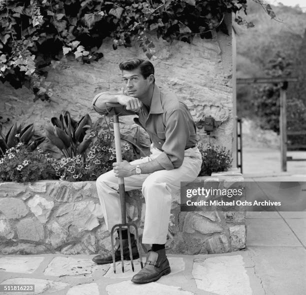 George Nader poses at home in Los Angeles,CA.\