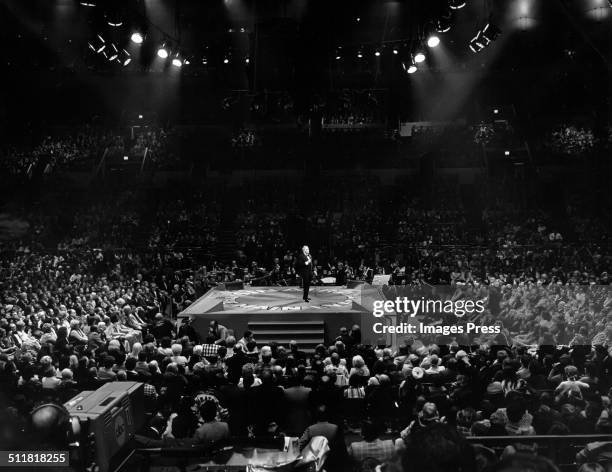 Frank Sinatra performing at Madison Square Garden during the televised concert 'The Main Event - Live' on October 13, 1974.