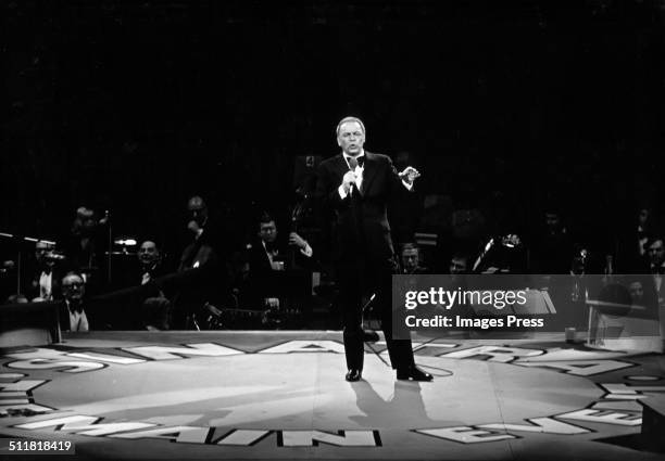 Frank Sinatra performing at Madison Square Garden during the televised concert 'The Main Event - Live' on October 13, 1974.