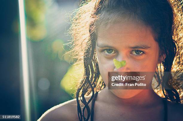 girl with a polynose on her nose. - maple keys stock pictures, royalty-free photos & images