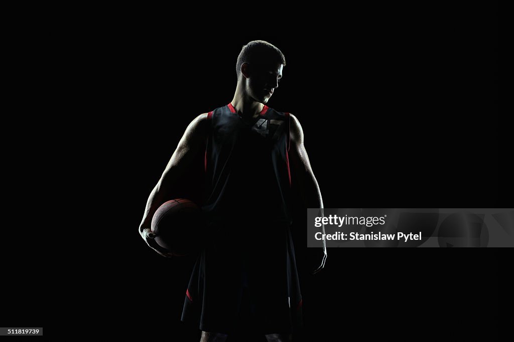 Portrait of basketball player, in profile