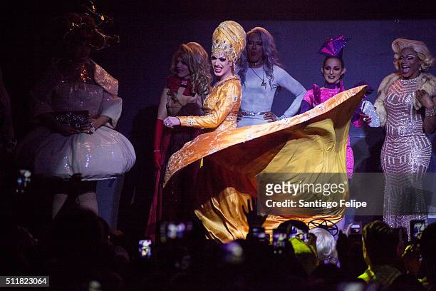 Kim Chi, Derrick Barry, Robbie Turner, Dax ExclamationPoint, Cynthia Lee Fontaine and Chi Chi Devayne onstage during Logo's "RuPaul's Drag Race"...