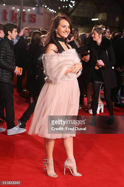 Claudia Adshead attends the world premiere of "Grimsby" at Odeon Leicester Square on February 22, 2016 in London, England.