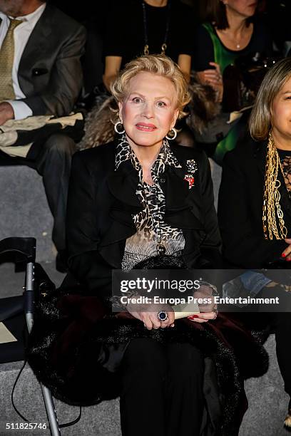 Marili Coll attends the front row of Miguel Marinero show during the Mercedes-Benz Madrid Fashion Week Autumn/Winter 2016/2017 at Ifema on February...