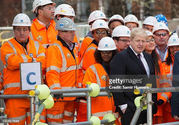 Mayor of London Boris Johnson visits the Crossrail Station site at Bond Street Crossrail on February 23, 2016 in London, England.