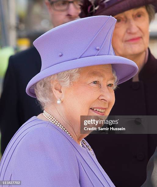 Queen Elizabeth II visits the Crossrail Station site at Bond Street Crossrail on February 23, 2016 in London, England.