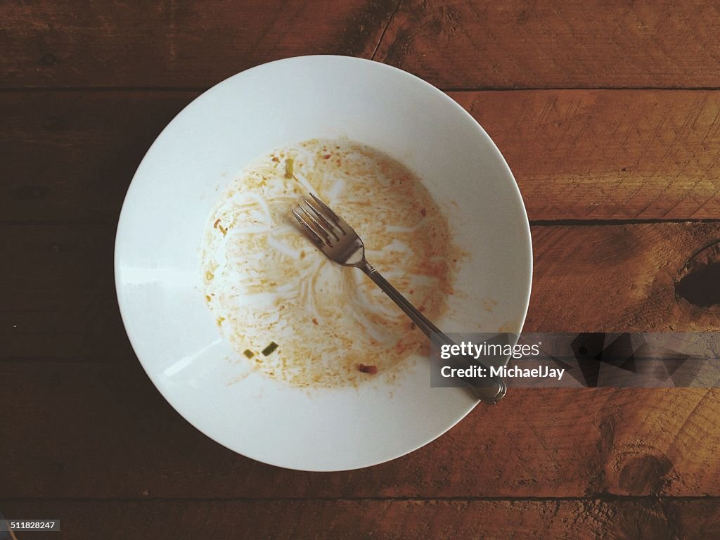 Directly above shot of empty plate with fork