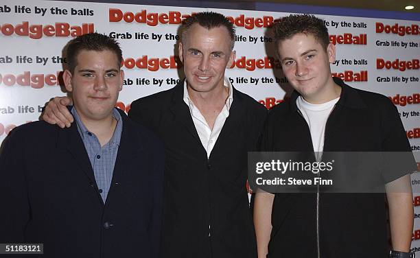 Chef Gary Rhodes and family arrive at the UK Premiere of "Dodgeball: A True Underdog Story" at the Odeon Kensington on August 17, 2004 in London.