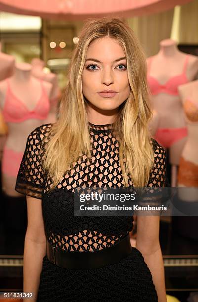 Martha Hunt stops by Victoria's Secret to pick out her favorite Body by Victoria Styles on February 23, 2016 in New York City.