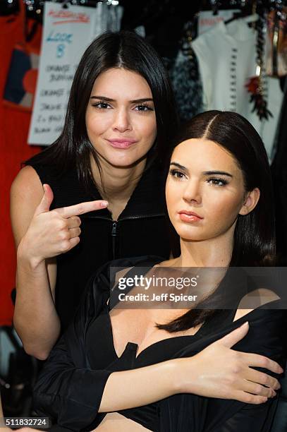 Kendall Jenner visits her new wax figure at Madame Tussauds on February 23, 2016 in London, England.