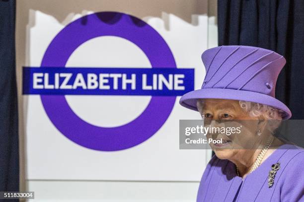 Britain's Queen Elizabeth visits the Bond Street Crossrail station construction site in central London on February 23, 2016. Crossrail, a new train...