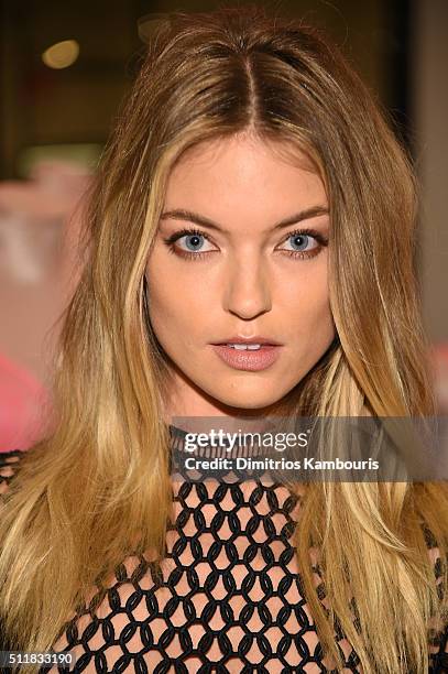 Martha Hunt stops by Victoria's Secret to pick out her favorite Body by Victoria Styles on February 23, 2016 in New York City.