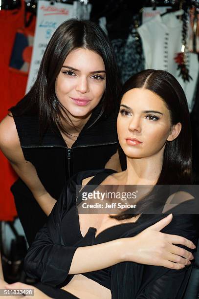 Kendall Jenner visits her new wax figure at Madame Tussauds on February 23, 2016 in London, England.