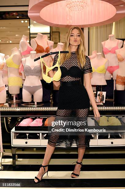 Martha Hunt stops by Victoria's Secret to pick out her favorite Body by Victoria Styles on February 23, 2016 in New York City.