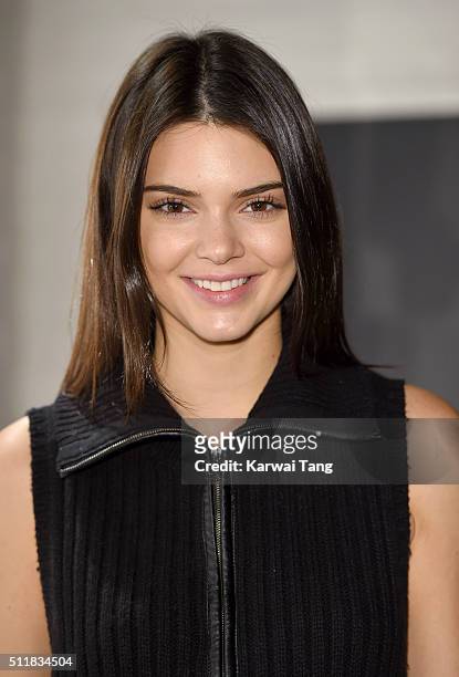 Kendall Jenner visits her new waxwork at the Madame Tussauds London Fashion Week Experience at Madame Tussauds on February 23, 2016 in London,...