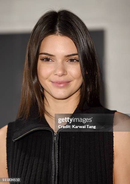 Kendall Jenner visits her new waxwork at the Madame Tussauds London Fashion Week Experience at Madame Tussauds on February 23, 2016 in London,...