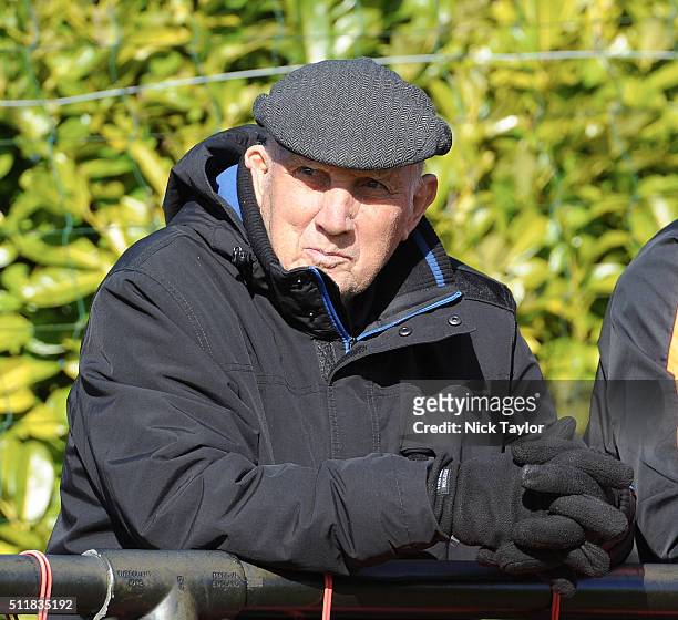 Former Liverpool player and coach Ronnie Moran watches the action during U18 Premier League match between Liverpool and Sunderland at the Liverpool...