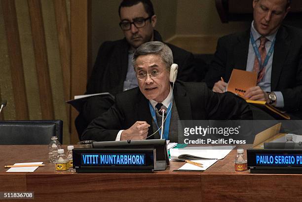 Commission member Vitit Muntarbhorn addresses the General Assembly. Members of the Independent International Commission of Inquiry on Syria including...