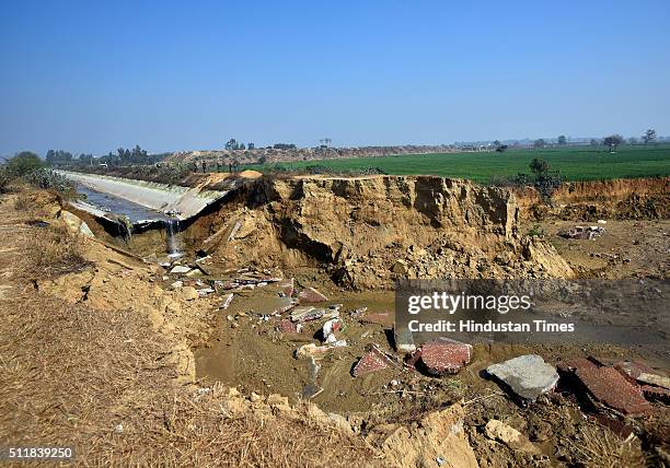 Paramilitary seen deputed at Munak canal at Kakroi as restoration works going on after Jat agitators damaged the canal disrupting the water supply to...