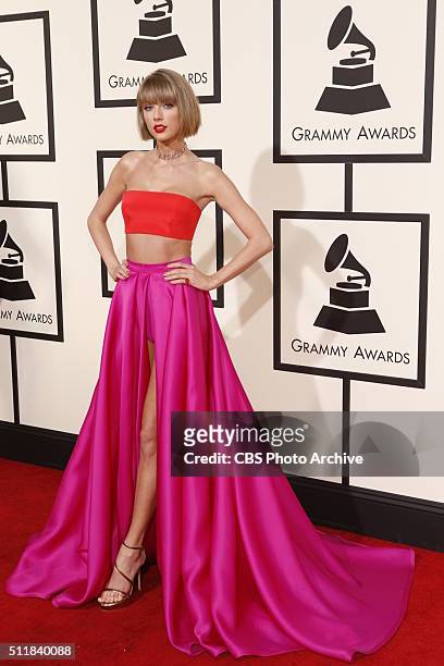 Taylor Swift on the Red Carpet at THE 58TH ANNUAL GRAMMY AWARDS broadcast on the CBS Television Network on Monday, Feb. 15, 2016 at STAPLES Center in...