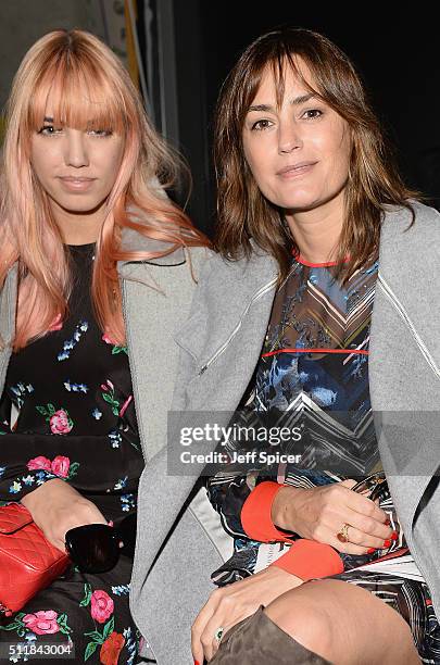 Amber Le Bon and Yasmin Le Bon attend the Amanda Wakeley show during London Fashion Week Autumn/Winter 2016/17 at 2 Pancras Square on February 23,...