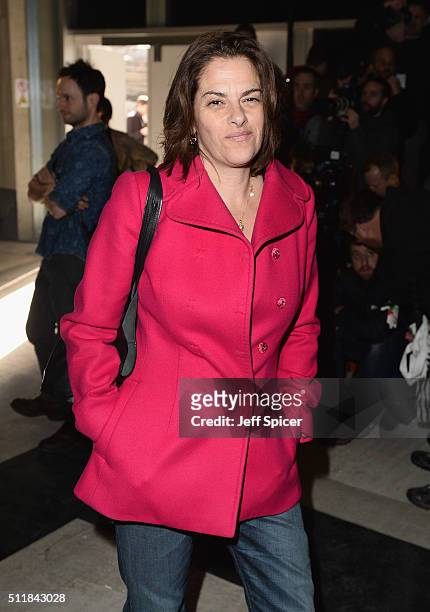 Tracey Emin attends the Amanda Wakeley show during London Fashion Week Autumn/Winter 2016/17 at 2 Pancras Square on February 23, 2016 in London,...